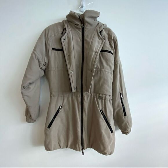 NILS Resort Collection Taupe Hooded Zip Up Tunic Length insolated Ski Coat SZ 8 - Picture 7 of 16